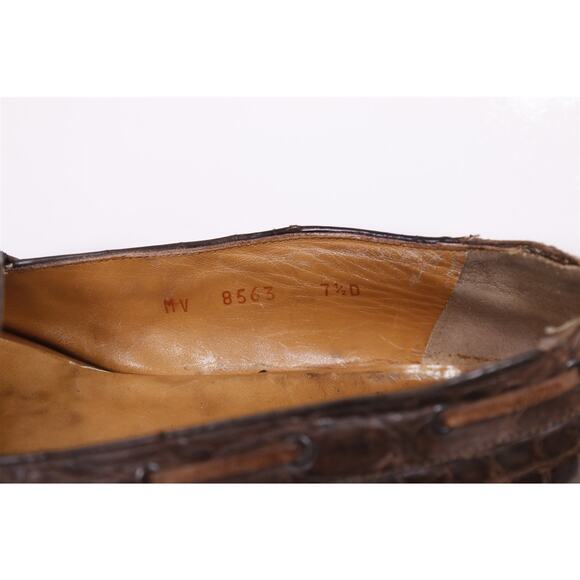 Polo Ralph Lauren Brown Crocodile Alligator Leather Bow Loafers Mens 7.5 main image 7